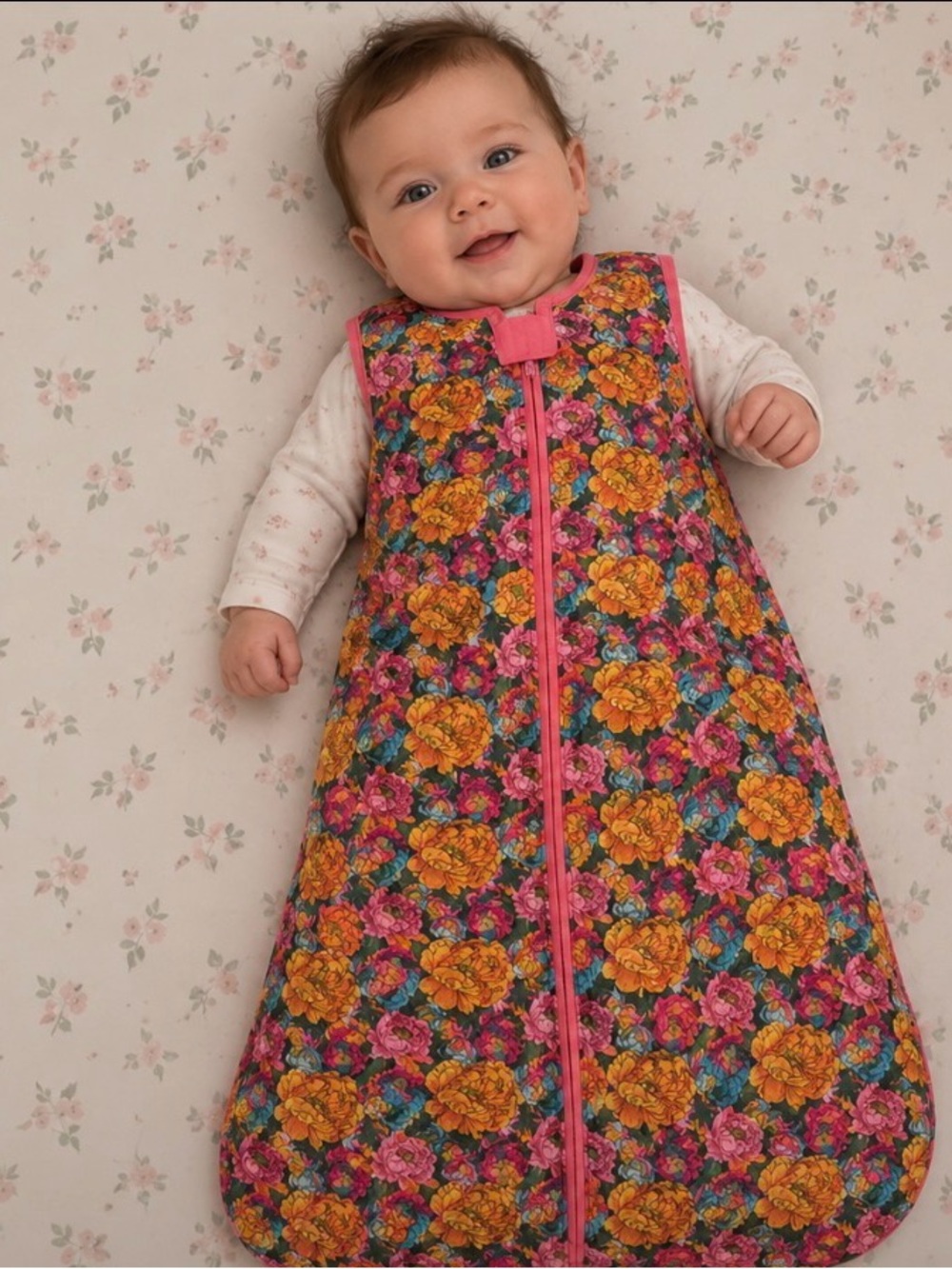 Little One Shop Floral Pink & Orange Baby Sleep Sack 18-36 months, 0.5 TOG